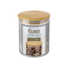 Pote de Vidro Euro Home Slim com Tampa Bambu 0,7L