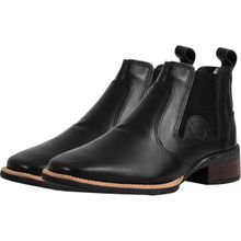 Botina de Couro Liso Preto, com Elástico, Tipo Campeira, Solado de Borracha, nº 39, Bizão, 1029 Cadori