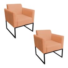 Poltrona Sala Base Industrial Preta Kit 2 Marisa Suede Terra D03 - D'Rossi