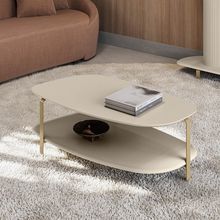 Mesa de Centro Orgânica 90cm Pés Metálicos Alison Off White L04 - D'Rossi