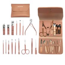 Kit Manicure 16 Peças Bolsa Dobrável Rosa