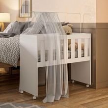 Mini Berço Com Colchão E Suporte Mosquiteiro 5 Em 1 Rubi 100% Mdf Branco