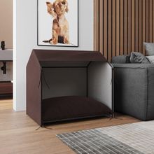 Casinha Pet Tati Para Cachorro Raças Pequenas Abrigo Confortável Para Dormir No Dia A Dia - Marrom