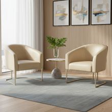 Poltrona Sala Decorativa Kit 2 Stella Base Industrial Champanhe Sintético PU D03 - D'Rossi