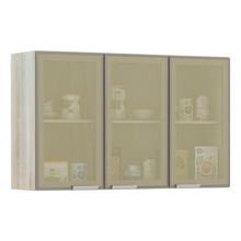 Armário Para Cozinha 120cm 3 Portas C/Vidro Reflecta Bronze