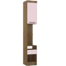 Mesa Cabeceira Alta 38cm 1Porta 1Gaveta Paris Avelã/Rosa Pf