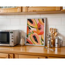 Quadro Decorativo Doce Mamão Retangular 50X70 Branco para Cozinha Cultural