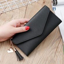 Bolsa Carteira Feminina Porta Cartões OEM Couro Grande 18 e 5x9x2cm Preto Kit 2 Unidades Feminino