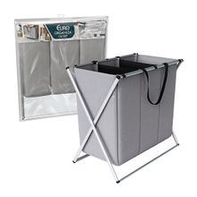 Organizador de Roupas Euro Home Flash Limp 3 Compartimentos Dobrável em Poliéster Cinza