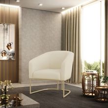 Poltrona Sala Decorativa Stella Base Industrial Champanhe Veludo Cotelê D03 - D'Rossi