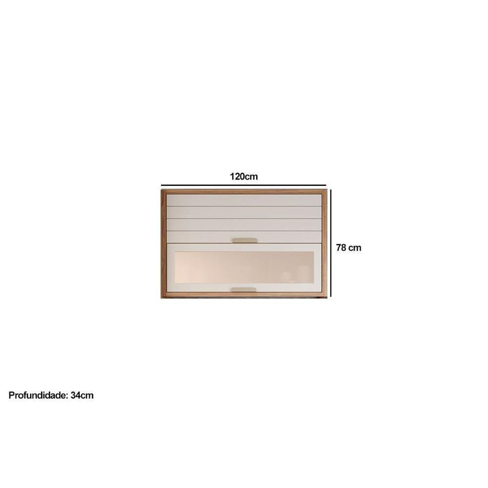 Armário Aéreo Eloise 120CM 2 Portas 100% MDF Basculante Cinamomo-Off ...