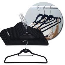 Kit 10 Cabides Slim Veludo Preto com Gancho Metálico Giratório Fullcommerce