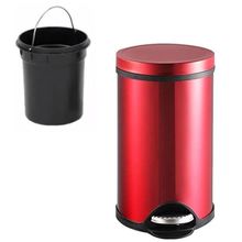 Lixeira Cesto de Lixo 12L Aço Inox com Pedal Balde Interno Vermelho