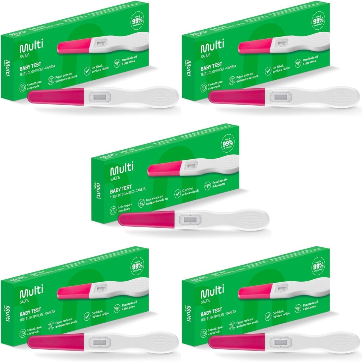 5X TESTE DE GRAVIDEZ CANETA BABY TEST - HC365 - MULTI SAÚDE