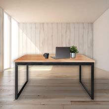 Mesa Escrivaninha Retangular Office Industrial Aço 150cm Preto e Canela para Escritório
