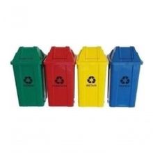 Conjunto Lixeira Coleta Seletiva 04 Cestos 100L sem Suporte com Adesivos Preto, Branco, Azul
