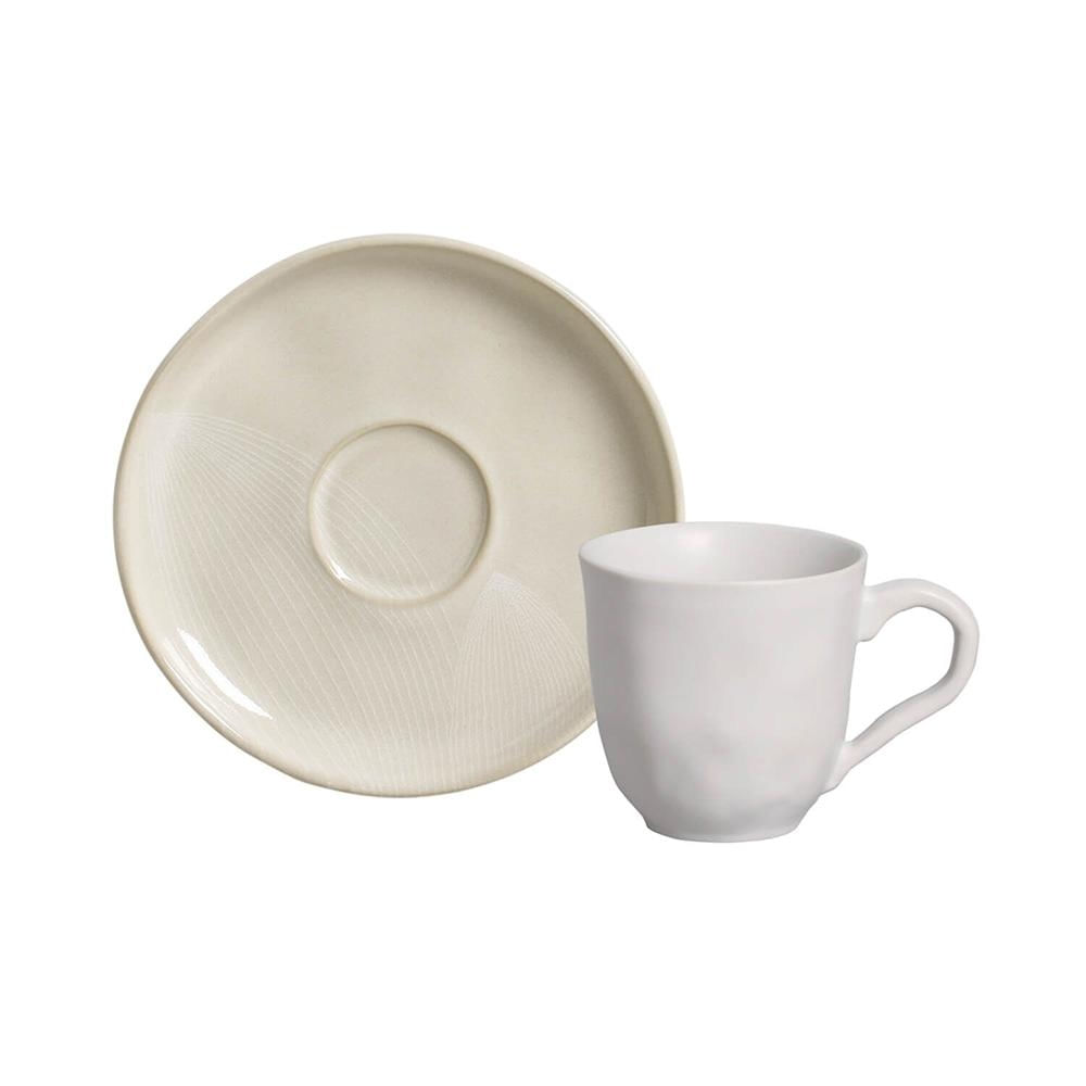 Encontraproduto.com.br - Conjunto Com 6 Xícaras De Café Com Pires Bio Stoneware Açucena 120Ml