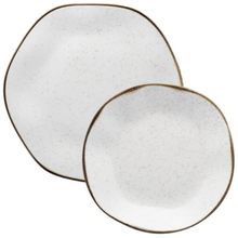 Kit Jogo Prato Raso Fundo 12 Pessoas 24Pçs Porcelana Maresia