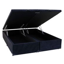 Cama Box Baú Queen Bipartido Suede 42x158x198 Preto