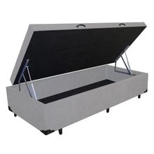Cama Box Baú Solteiro Cinza Suede 42x88x188