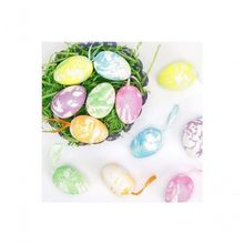 Enfeite Decorativo de Páscoa 12 Ovos Pendentes Coloridos para Decoração de Ambientes Vermelho