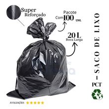 Saco de Lixo Super Reforçado Preto 20L com 100 Unidades para Casa e Escritório Higipack