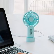 Ventilador Portátil de Mesa Recarregável 3 Velocidades Azul com Base Removível para Uso Doméstico