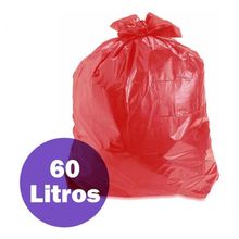 Saco de Lixo 60 l Coleta Seletiva 59x70 Vermelho com 100 Unidades Higipack