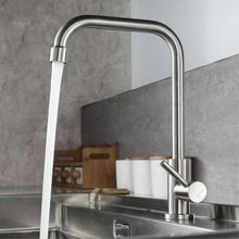 Torneira para Cozinha Bica Alta de Bancada em Aço Inoxidável Acabamento Inox Escovado com Arejador
