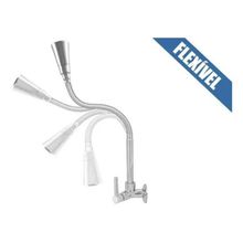 Torneira para Cozinha Gourmet Duplo Jato 1-4 de Volta de Parede em Plástico ABS Prata OEM