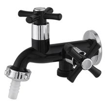 Torneira para Tanque Ou Máquina 1028 1-4 de Volta de Parede em Plástico ABS Preta com Cromado com 2