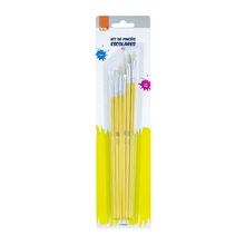 Kit de Pincéis Escolar BRW com 6 Unidades Tamanhos 0 a 10 para Pintura e Artes