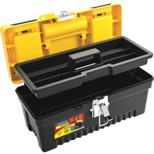 Caixa Plástica Para Ferramentas Tramontina 508 Mm X 240 Mm X 240 Mm Preta E Amarela Com Bandeja
