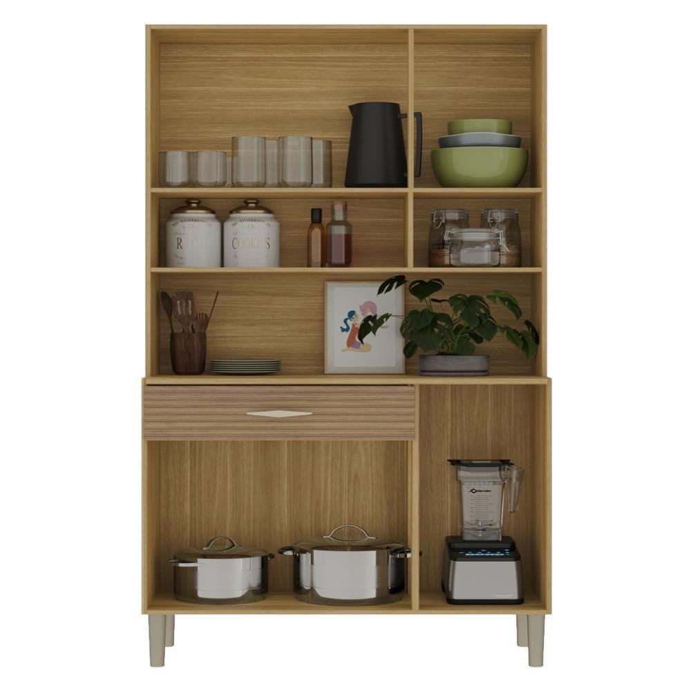 Armário de Cozinha Compacta Paris Plus 6 Portas 1 Gaveta MDF 91cm ...