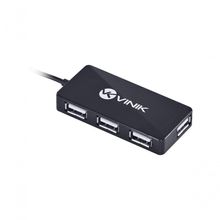 Hub USB 2.0 HUV-20 com 4 Portas, Proteção de Sobrecarga, Cabo 1,2M Preto Vinik