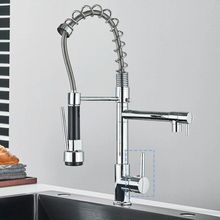 Torneira de Cozinha Gourmet Monocomando para Bancada Cromada Tripla com Bica Extensível Prata OEM