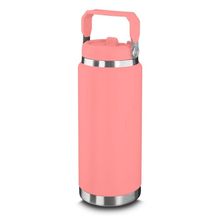 Garrafa Térmica Parede Dupla 900ML em Aço Inox com Alça e Vedação Silicone Rosa