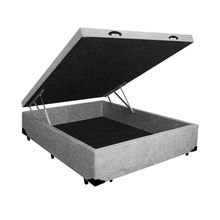 Cama Box Baú Casal Suede Cinza 42x138x188