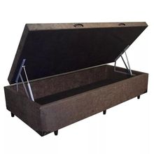 Cama Box Baú Solteiro Marrom Suede Premium 88x188