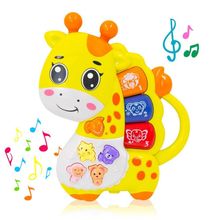 Brinquedo Musical Infantil Teclado Girafa CY2214 com 8 Teclas e 3 Funções Amarelo GXM