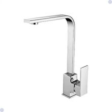 Torneira para Cozinha Gourmet Slim Quadrada Monocomando de Bancada em Latão Cromado Prata OEM