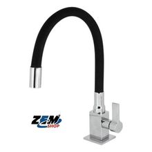 Torneira de Cozinha Gourmet Silicone Black Monocomando de Bancada Brilhante Preto OEM