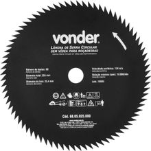 Lâmina Para Roçadeira A Gasolina 255 Mm 80 Dentes Vonder