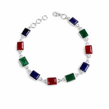 Pulseira Pedras Naturais Retangulares Delicada Prata 925