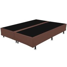 Cama Base Box King Bipartido Marrom Suede 193x203