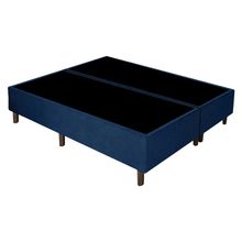 Base Box Queen Bipartido Suede Azul 38x158x198