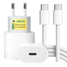 Carregador Parede USB-C Branco com Cabos Compacto