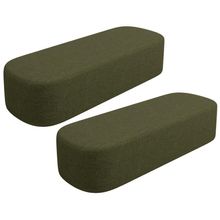 Kit 2 Puffs Decorativo Orgânico Doha W01 Retangular em Linho Verde para Quarto e Sala Lyam Decor