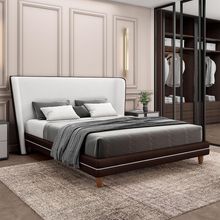 Cama Box Queen Torres G91 Pu-Bouclê Marrom-Off White Gran Belo