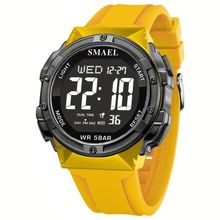 Relógio Digital Masculino Esportivo com Alarme e Cronômetro Amarelo Smael